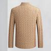 Luosi Men's Autumn/Winter 12-Gauge Thick Cable Knit Stand-Collar Half-Zip Wool Sweater