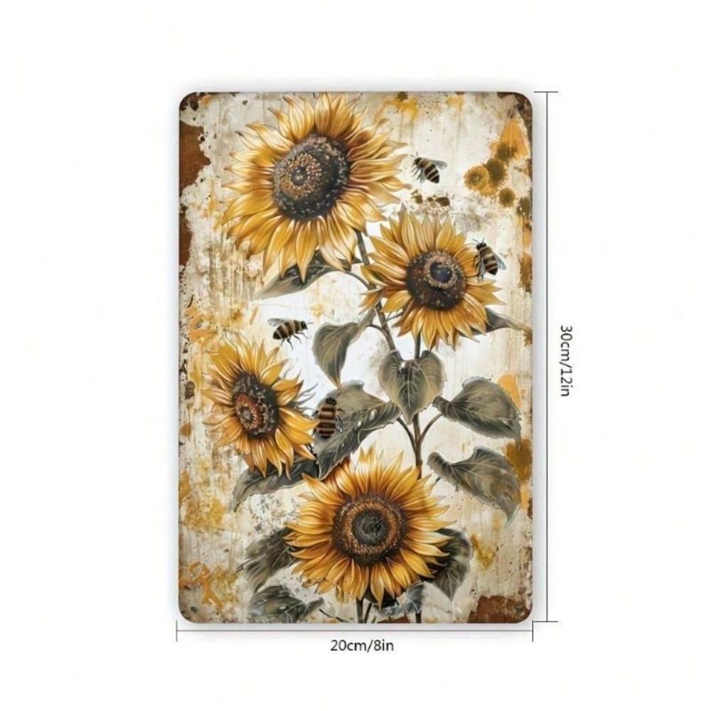 Vintage Sunflower Retro Metal Sign 8x12 Inch Wall Art Cafe Decor
