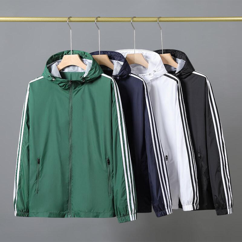 Large Size Fashionable Windproof Thin Windbreaker, Breathable Solid Color, Large Men's Jacket, Fat Coat