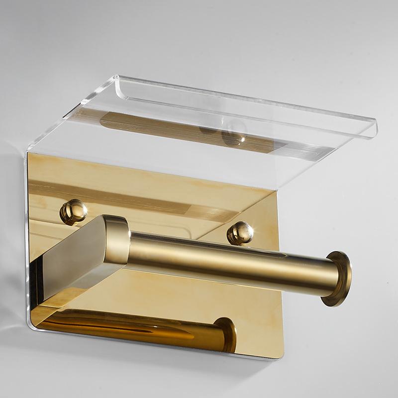 Gold Bathroom Paper Towel Rack Aluminum Wall Toilet Paper Roll Holder Black/Chrome Toilet Paper Holder Mobile Phone Holder