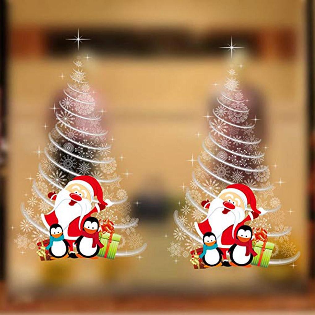 Removable Santa Pattern Wallpaper Christmas Mural Decal Art Wall Door Window Sticker Living Room Decor