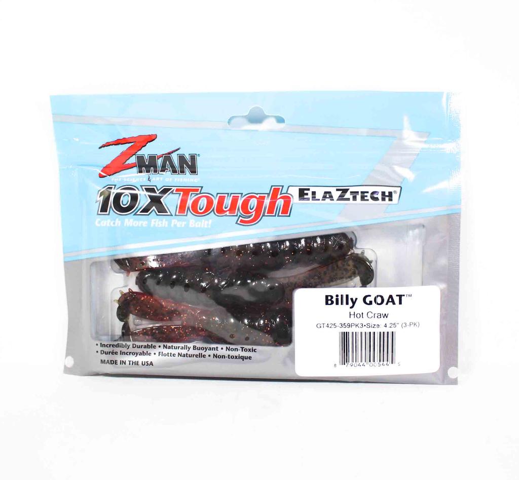 Zman Soft Lure Billy Goat 4.25 Inch 3/Pack Hot Craw (5445)