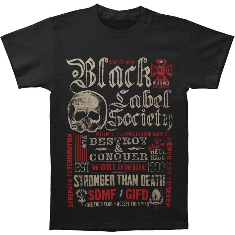 Black Label Society Black Label Society Band Schädel Rock Amerikanischer Trend Marke Baumwolle Kurzarm T-Shirt Herren Kleidung 3XL