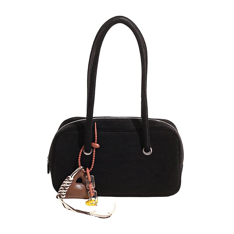 Korean version niche retro suede shoulder bag women's 2025 new simple daily commuter handbag shoulder bag