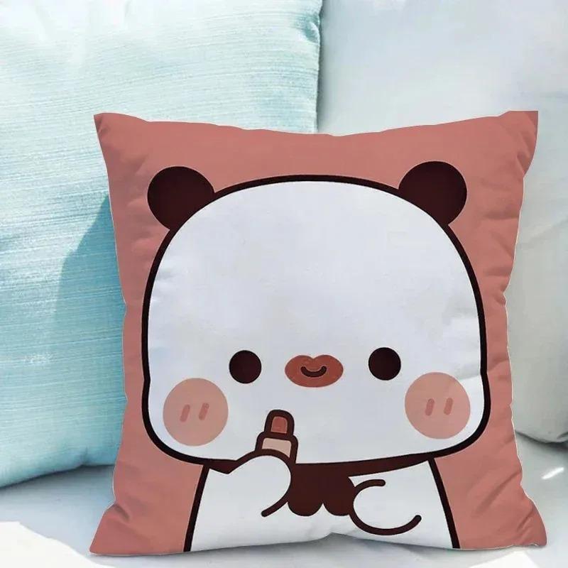 Bubu Dudu Cartoon Bear Pillow Cover 45X45Cm - Cute Kids Bedroom Decor, Soft Plush Sofa Pillow Case For Living Room