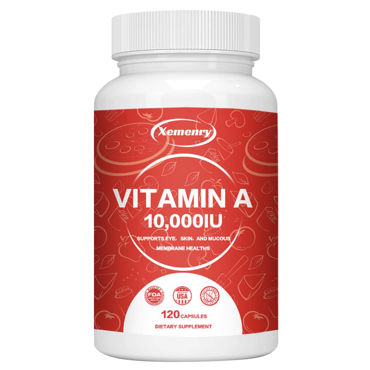 

Xemenry Natural Vitamin A Capsules relieve eye fatigue, improve skin, support immunity, and are suitable for adults. 120