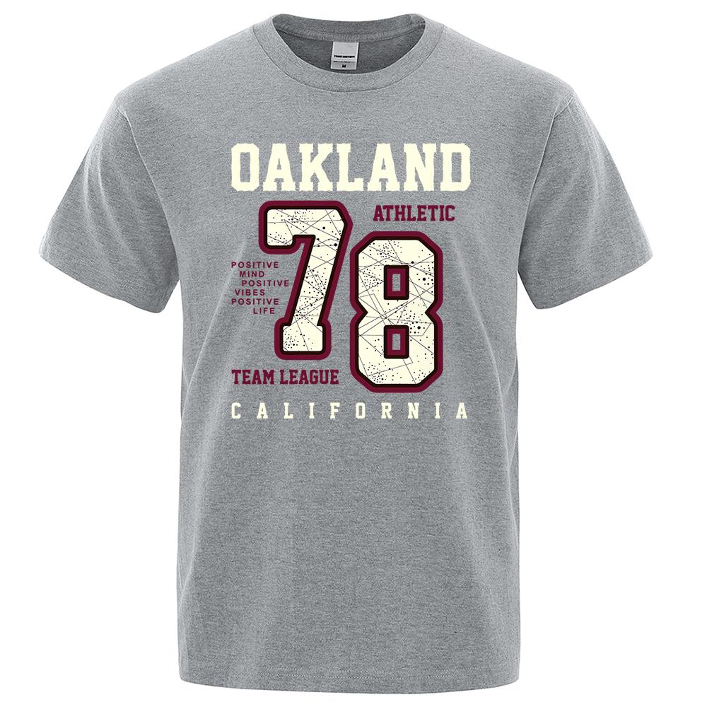 Oakland Athletic 78 Team League California Men Tee T Shirt Cotton Summer T-Shirt Casual Breathable Clothes Oversize Short Sleeve