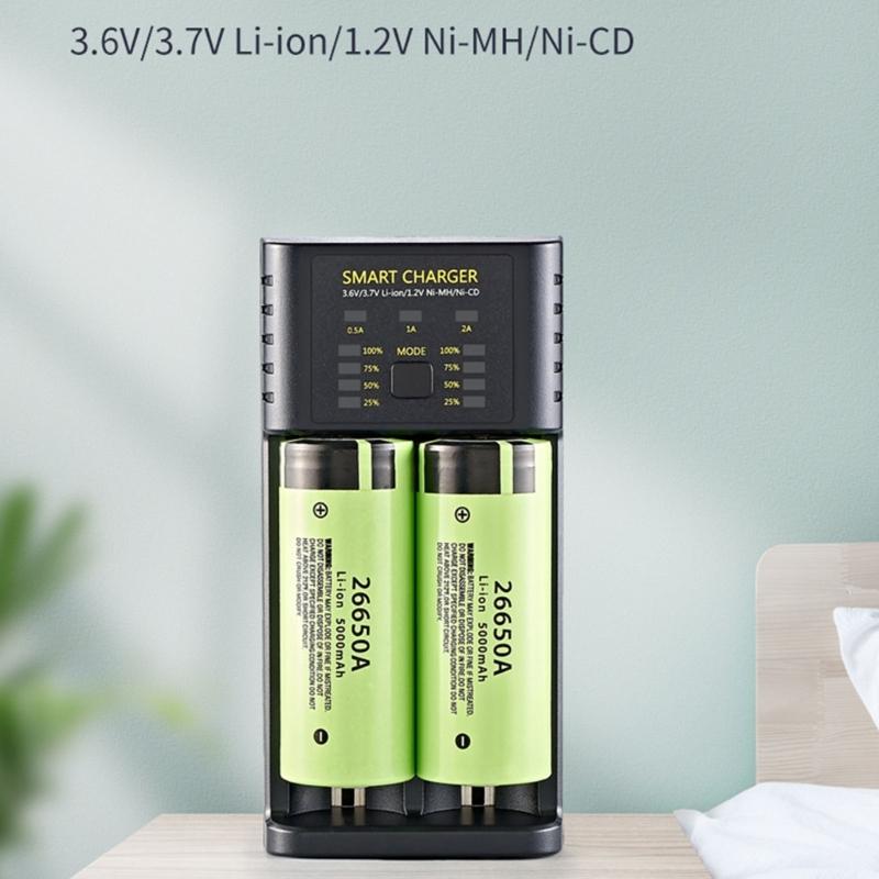 Universal Rechargeable Battery Charger Charging Adapter USB 2-Slot Battery Charging Tool for 18500/18650/18700/20700
