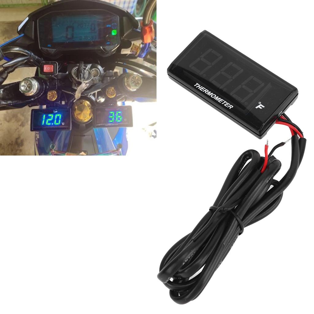 Motorrad Wassertemperaturanzeige Dünnes LCD-Display ABS-Gehäuse Wassertemperaturmesser für Modifikation 12V