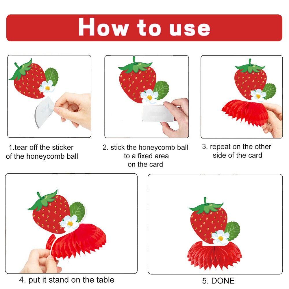 Cartoon Strawberry Honeycomb Ornament Creative Strawberry Hanging Banners  Photo Props