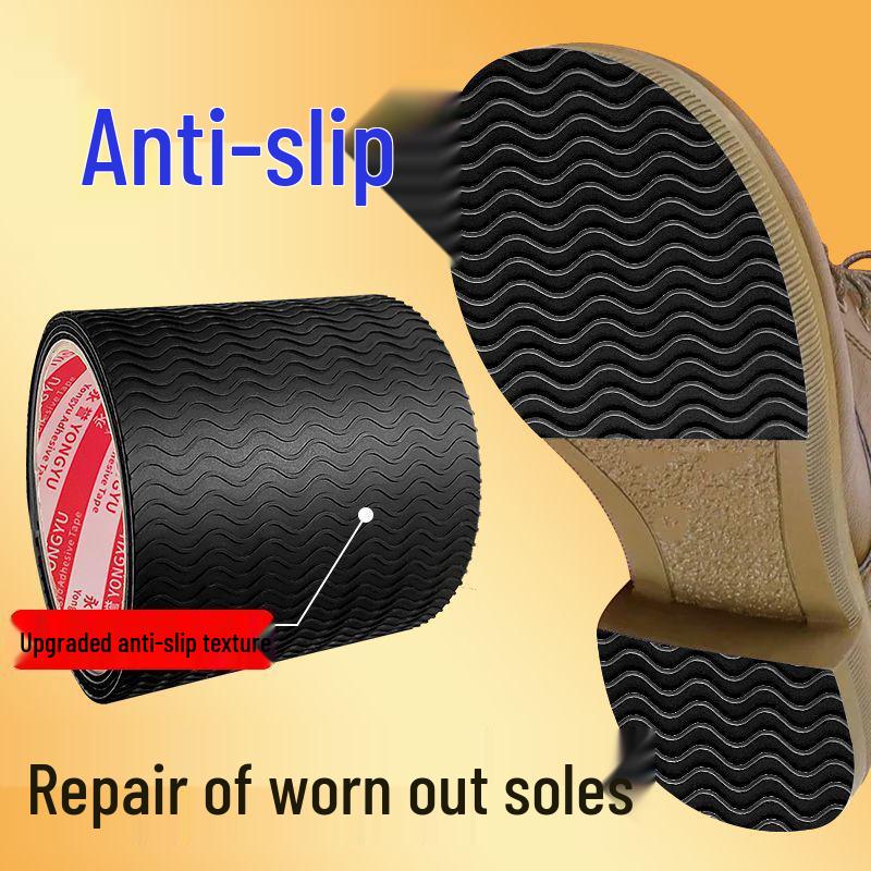 Non-slip, wear-resistant adhesive rubber pad for shoe sole repair and non-slip high heel leather shoes.