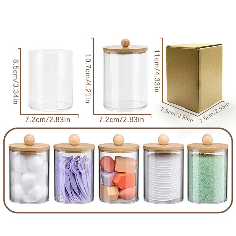 Scatola portaoggetti in acrilico con coperchio, porta-dispenser, barattolo in plastica trasparente, organizer per trucchi, contenitore da bagno, organizzazione storage