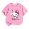 Kids Boys Girls Crew Neck Short Sleeve 100% Cotton T-Shirt, Cute Winking Cat Print Casual Soft Breathable Tee for Little Children Daily Wear Party Hol