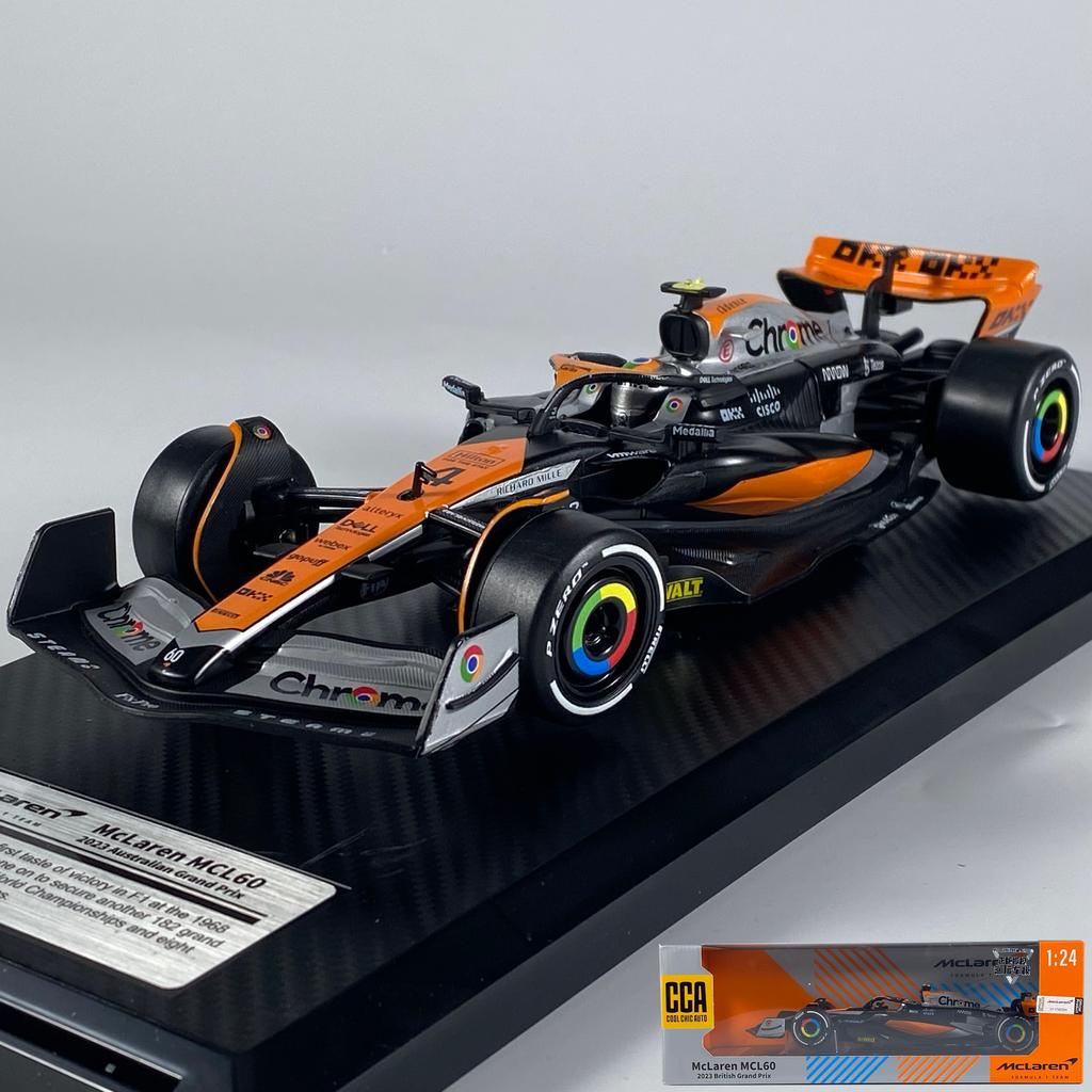1:24 Mclaren MCL60 2023 4# Lando Norris P2 British GP F1 #81 Oscar Piastri Alloy Diecast Model Car Trendy Toy Collect Ornaments