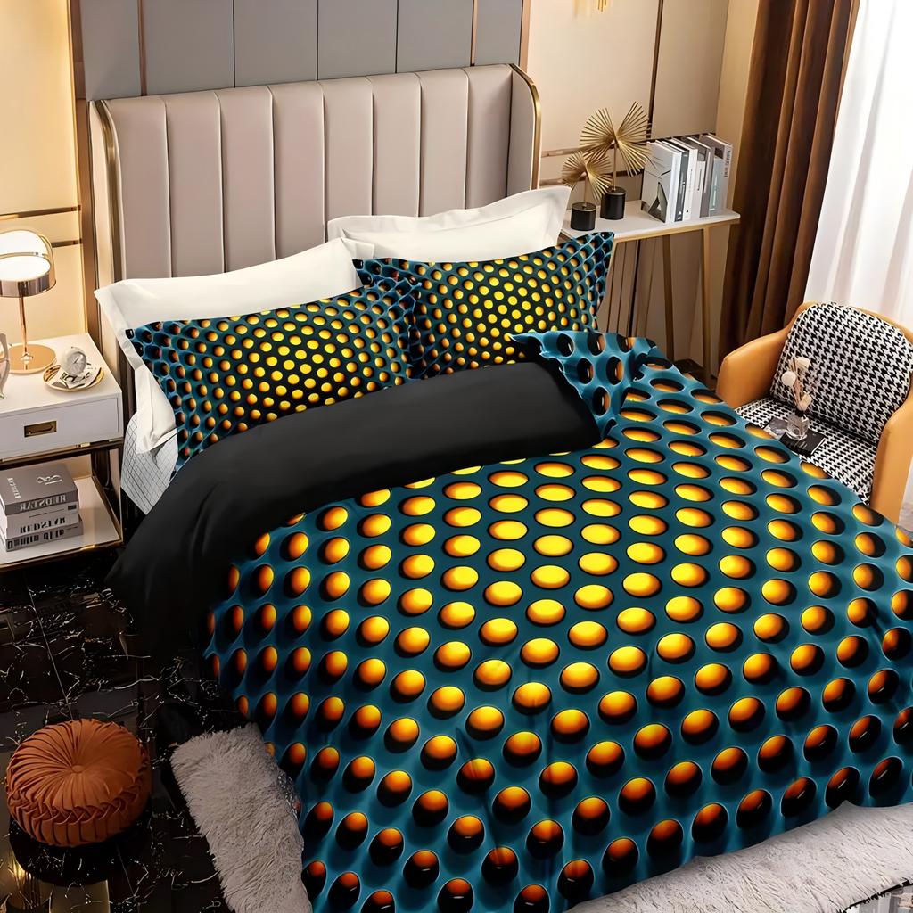 Geometric 3D honeycomb hole pattern duvet cover Cool Technology Colorful style Bedding Cover Polyester Comfortable Quilt Cover