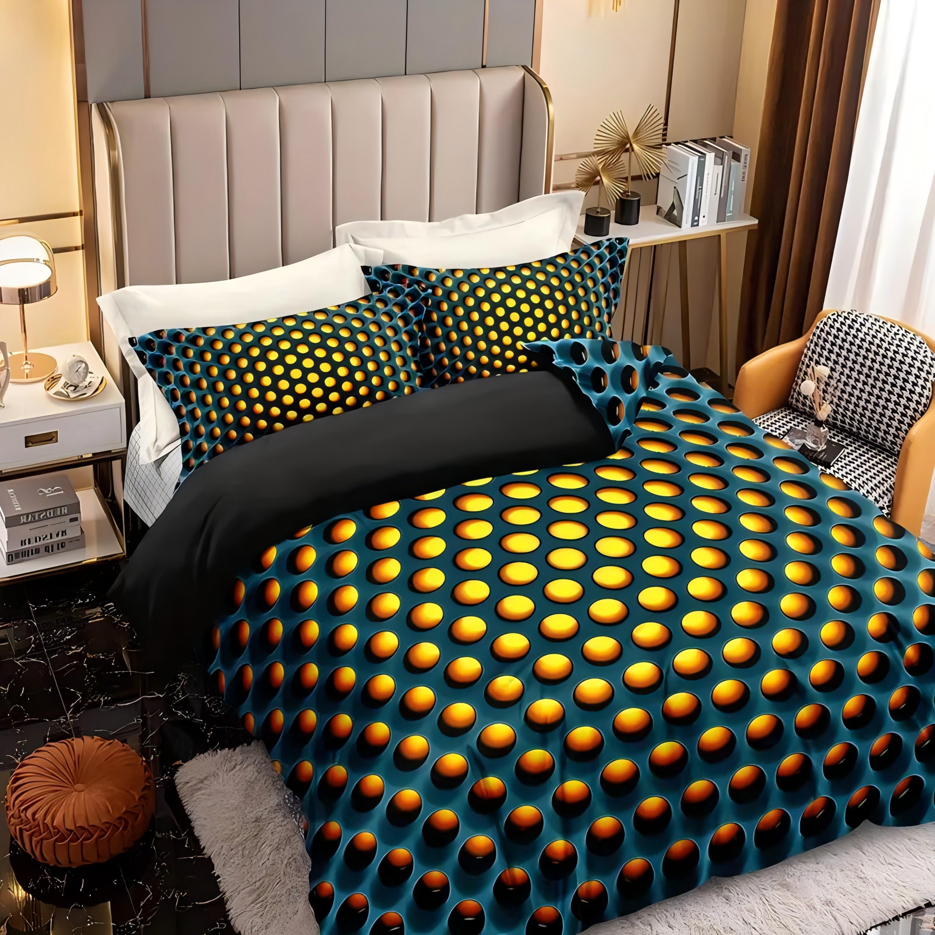 

Geometric 3D honeycomb hole pattern duvet cover Cool Technology Colorful style Bedding Cover Polyester Comfortable Quilt Cover 135x200cm 2pcs