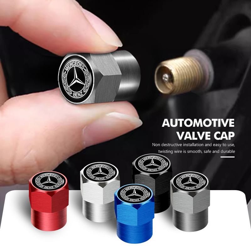 For Benz Car Aluminum Alloy Tire Valve Stem Caps Decorative Tires Dustproof Accessories AMG CLA CLS C180 C200 W204 W205 AC1