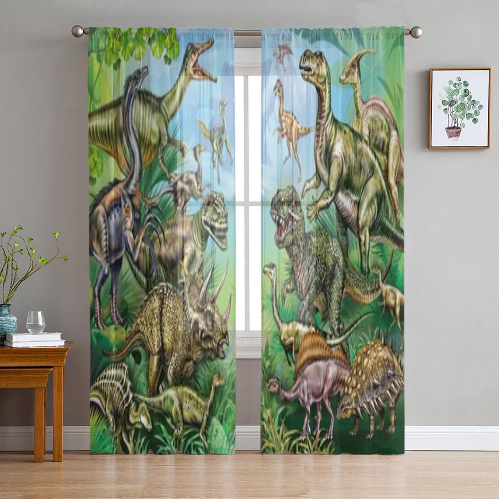 

Stylish Animal Elephant Sheer Window Window Coverings Ideal Living Room Decor Bedroom Voile Tulle Window Coverings Drapes Suitable Jungle Tropical S W50H130(CM)x2pcs&Grommet Top
