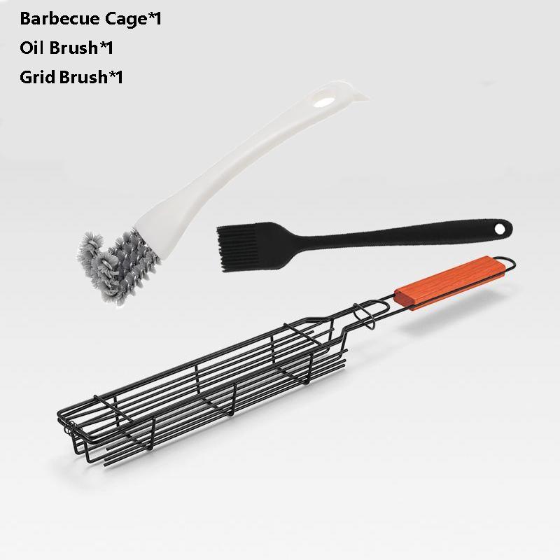 Portable Kabob Grilling Basket Set Nonstick Larger Capacity Barbecue Grate Stainless Steel Construction for Outdoor Grilling