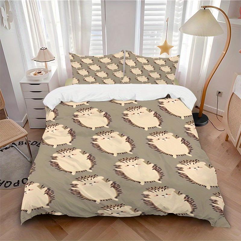 

3pcs Animal-themed Hedgehog Soft and Comfortable Breathability, Bedding Set, Machine Washable, Suitable for All Seasons186 135x200cm
