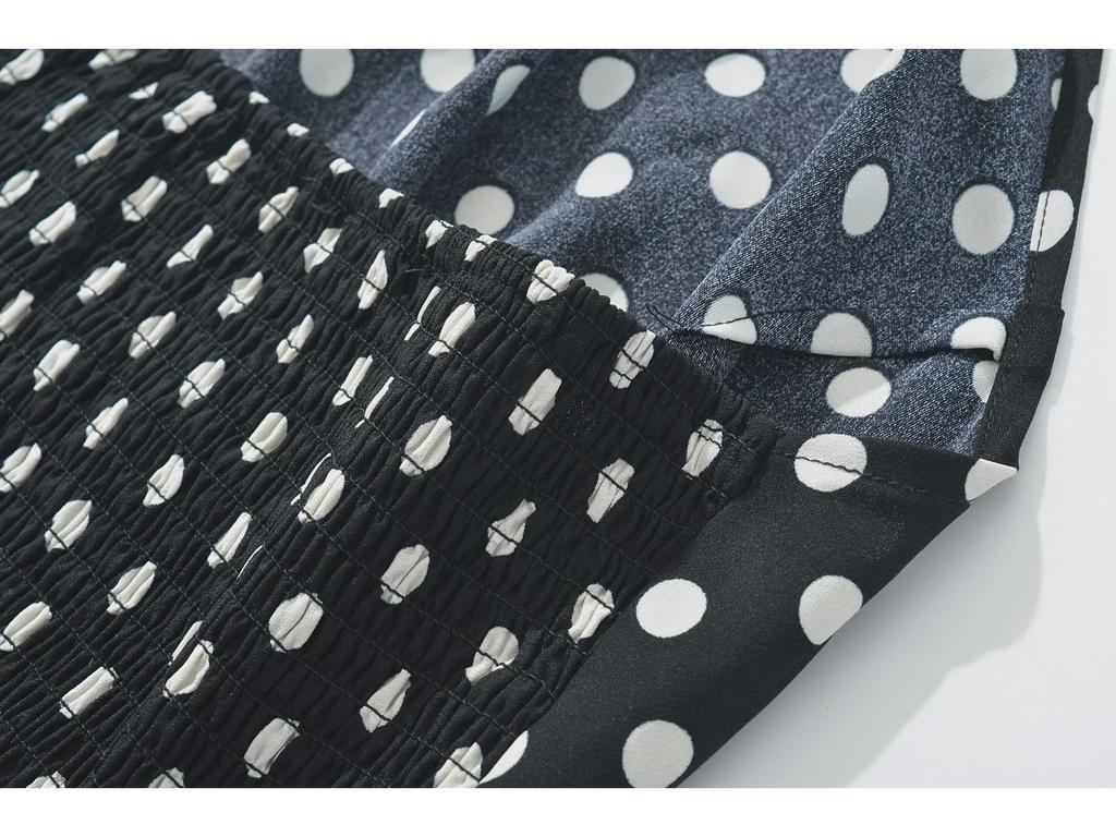 2025 Retro Polka Dot Halter Top + Low Waist Lace-up A-Line Miniskirt