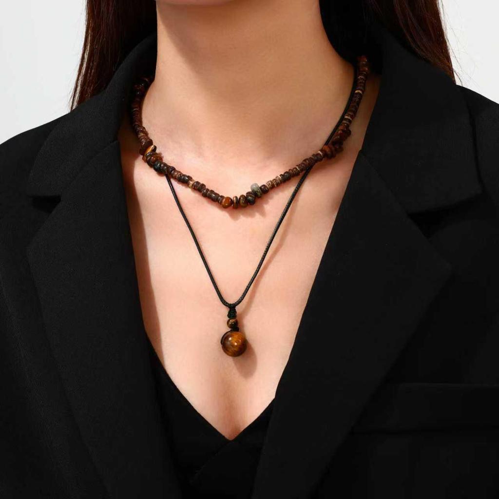 Bohemian Turquoise Coconut Shell Leather Necklace Set for Men