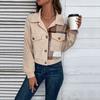 Autumn Women's Jacket Comfortable Casual Lapel Fashion Colorblocking Jacket Long Sleeve Top