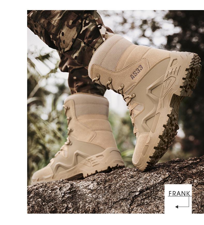 Men's Tactical Mid-Top Combat Boots: Large Size, Outdoor Hiking & Mountaineering, Anti-Collision