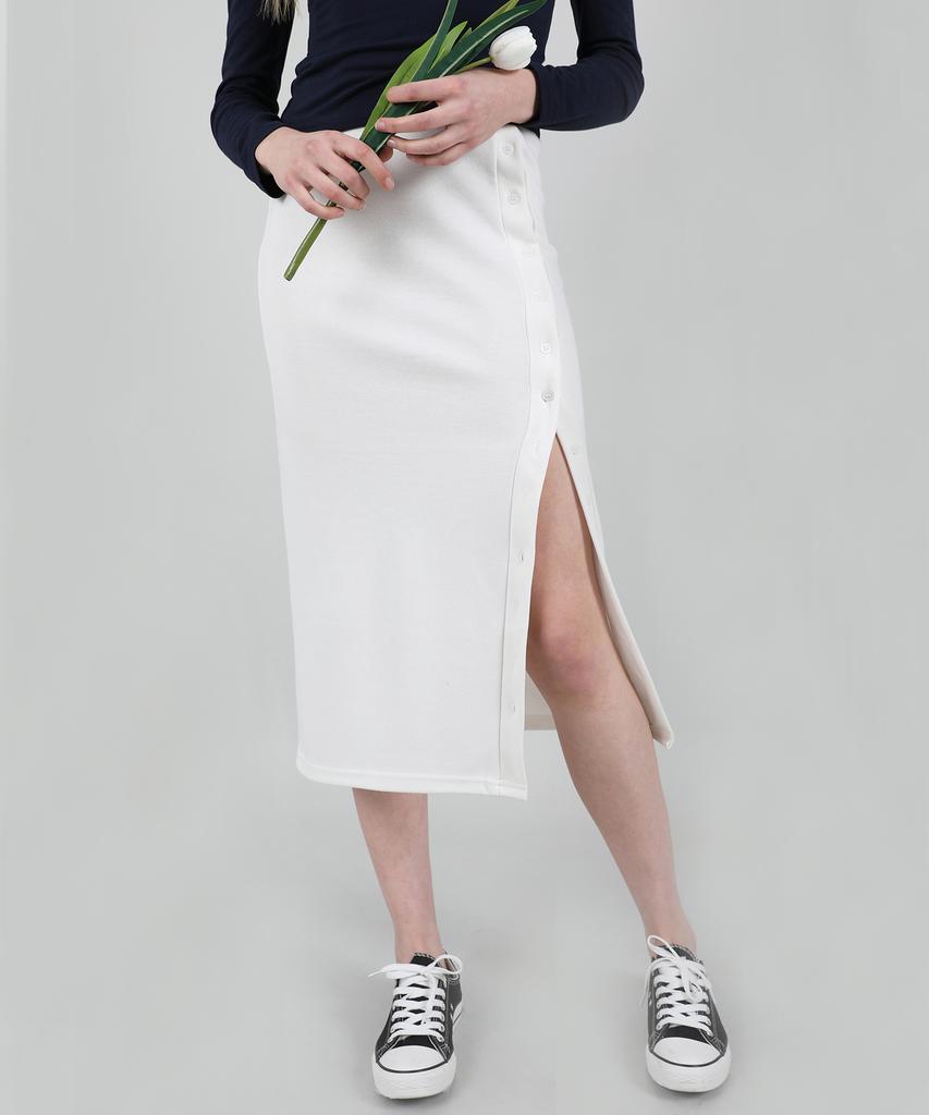 CATTLINE Button Elastic Long Skirt (Ivory)