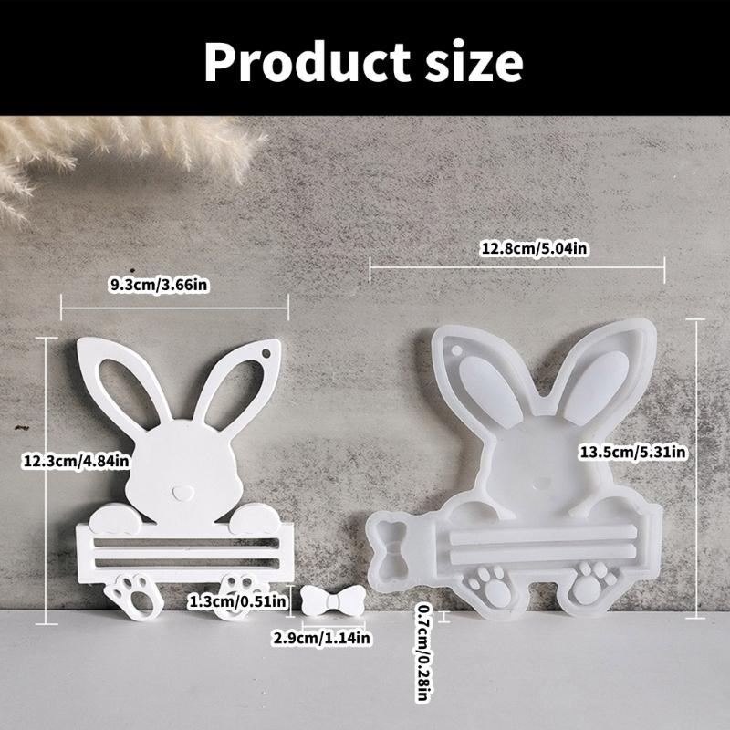 Bunnies Shape Resin Pendant Molds with Hole Epoxy Resin Silicone Molds for Making Keychain Pendant Chocolate Baking