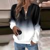 Women's Sweatshirt Casual Half Zip Collar T-Shirt O-Neck Long Sleeve Pullover 3D Print Tops
