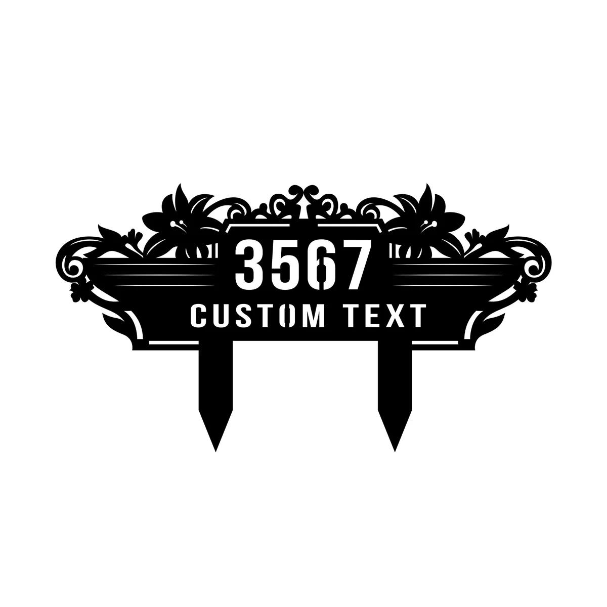 

Modern Metal Address Sign, House Number Yard Art, Personalized Garden Stake