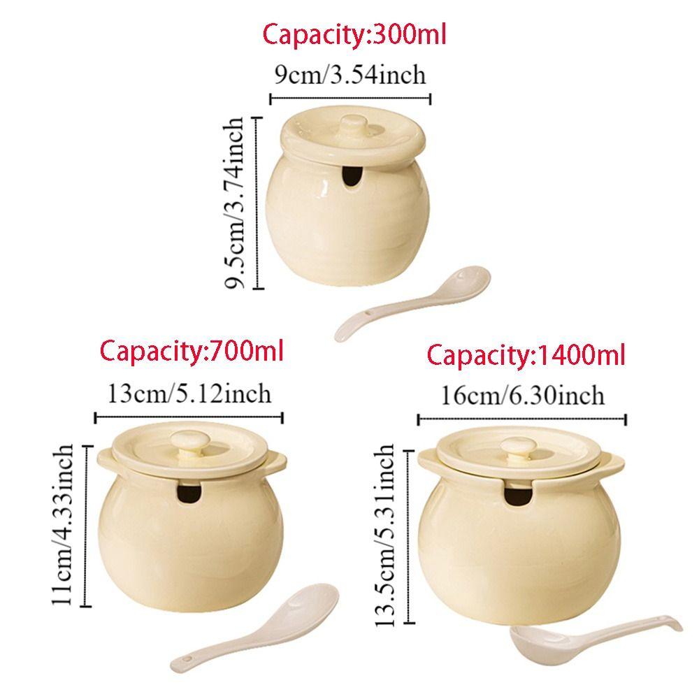 Dustproof Ceramic Lard Jar Large Capacity Condiment Container 3Size Spice Jars Salt/Sugar
