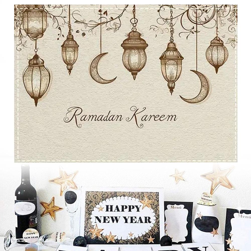 4pcs Ramadan Placemats Eid Mubarak Ramadan Kareem Moon Kitchen Dining For Party Table Decoratio X7F6