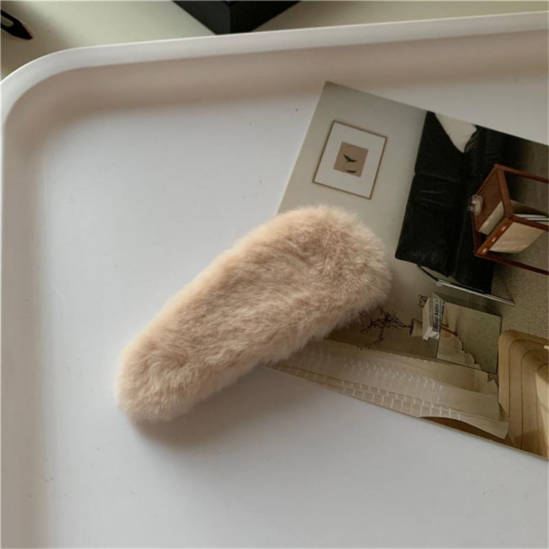 1/3/5Pcs Autumn Winter Hair Clips For Girl Woman Waterdrop Square Barrettes Solid Color Faux Fur BB Hairpins Soft Hair Accessory