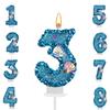Glitter Blue Number Cake Candles Kids Boy Girl Birthday Party Cake Topper Decoration Mermaid Party Supplies Under The Sea Decor