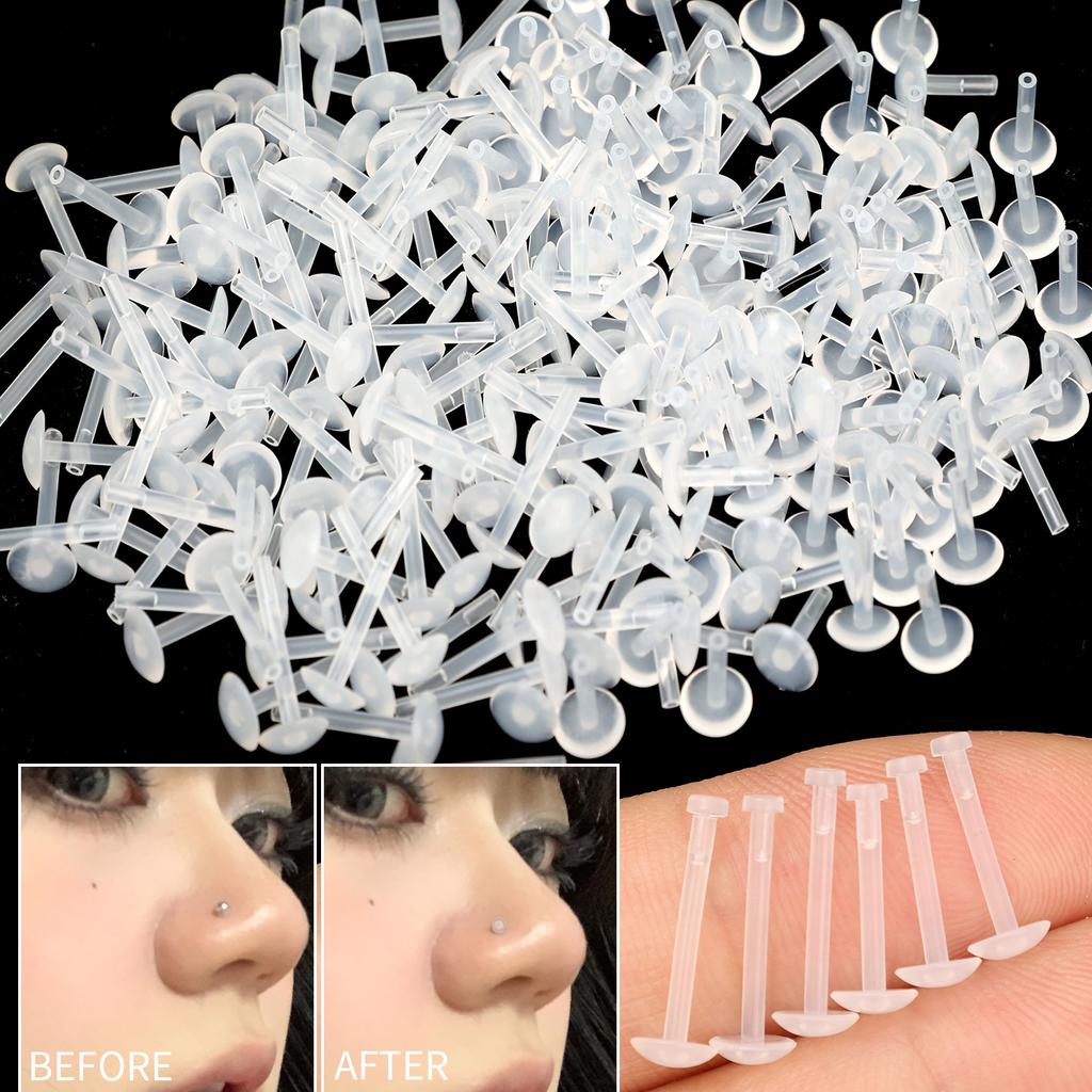 10-50PCS Clear Piercing  Lip Ear Nose Tongue Ring Ashion Transparent Acrylic Tongue Ring Barbell Eyebrow Belly Body Jewelry