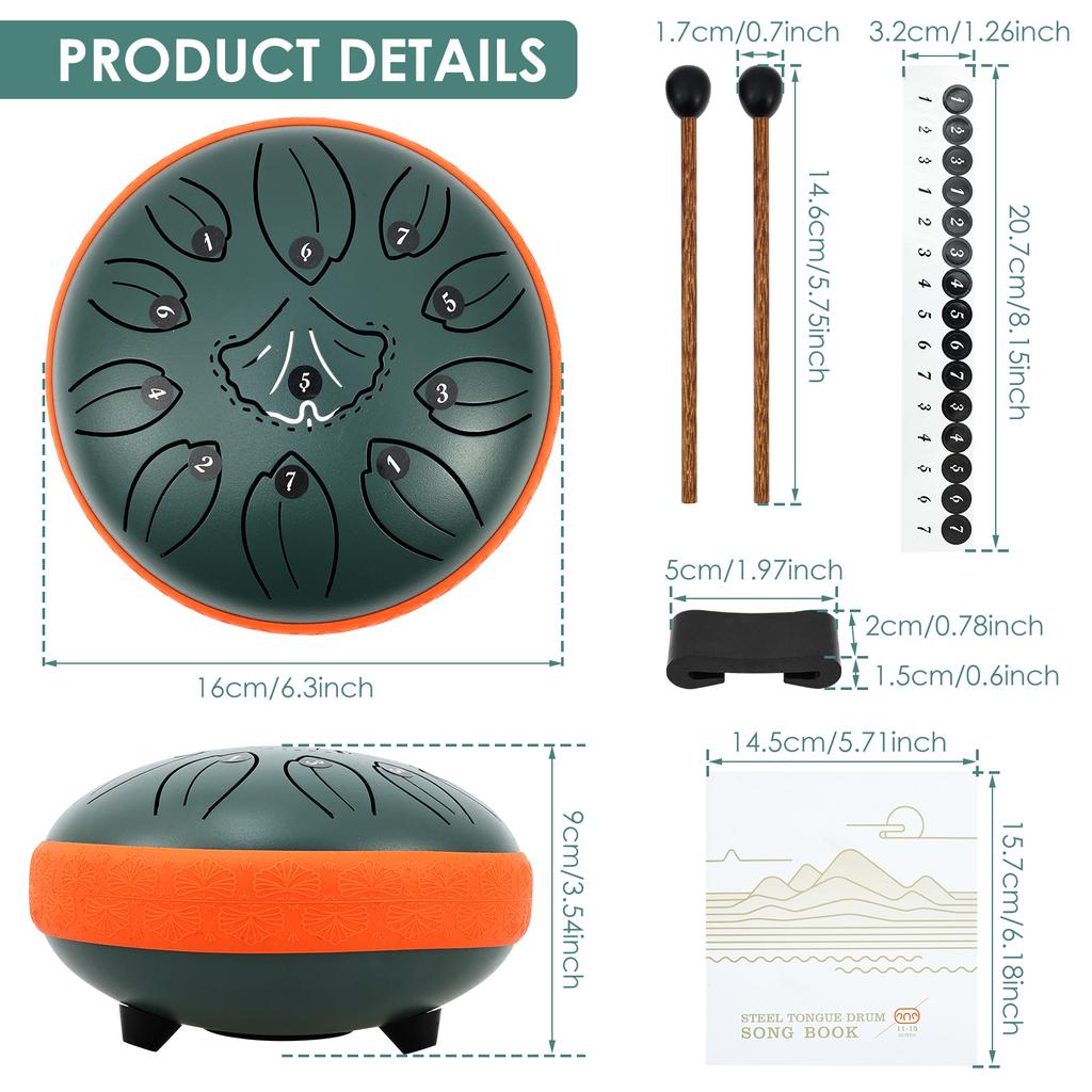 Steel Tongue Drum Portable Rain Drum Hand Pan Drum Percussion Musical Instruments For Yoga Meditation Musical Toy Relief Tool