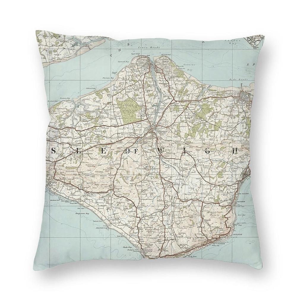 Isle Of Wight Uk Map Square Pillowcase Polyester Linen Velvet Printed Zip Decorative Throw Pillow Case Home Cushion Cover