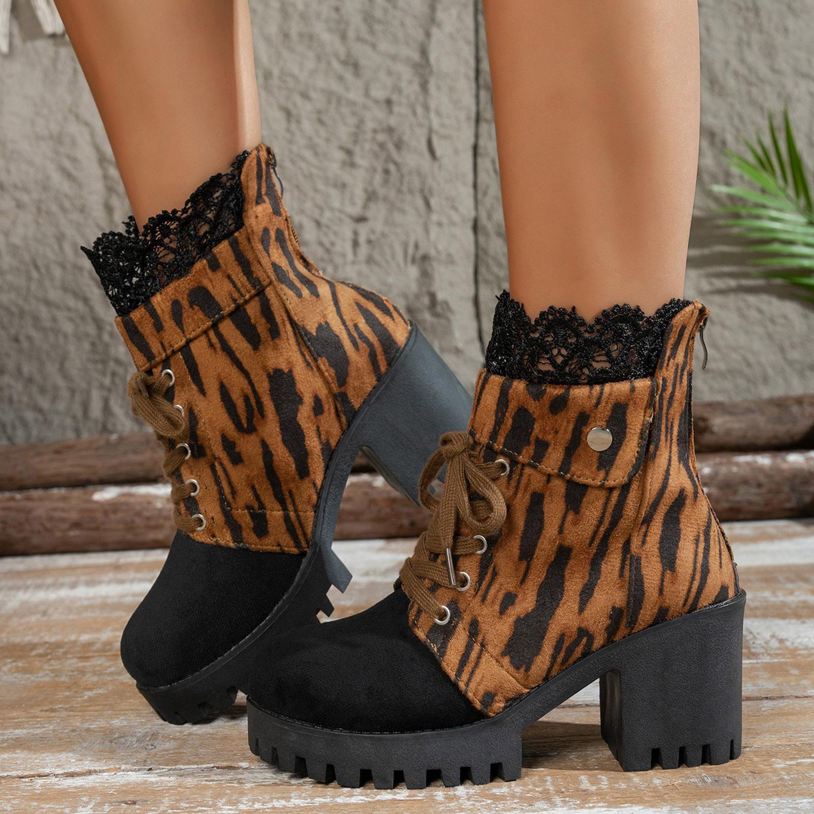 Women s Shoes Chunky Heel Boots Leather Boots Fashion Chunky Heel Women s Boots Breathable Round Toe Cowboy Boots for Women 37 чёрный