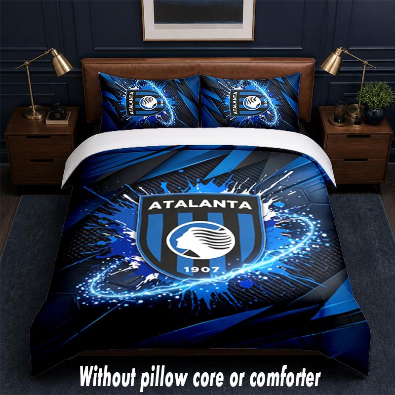 Set Biancheria da Letto Design Atalanta FC 1 Copripiumino + 2 Federe Morbido Traspirante Biancheria da Letto per la Casa