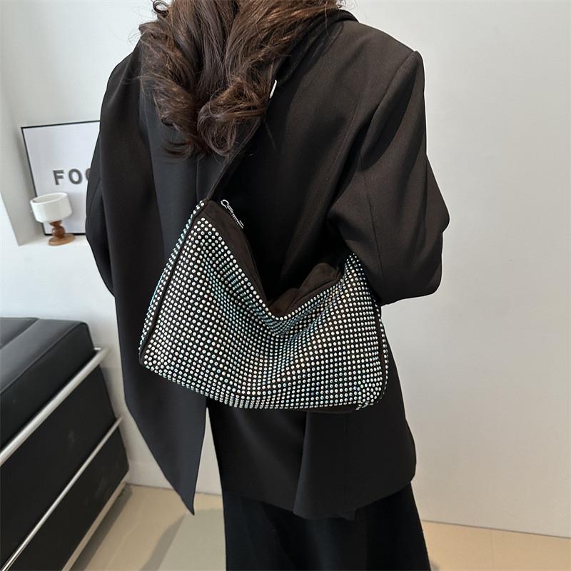 Fashionable Trendy Shiny Rhinestone Tote Bag For Women Elegant Shoulder Crossbody Handbag