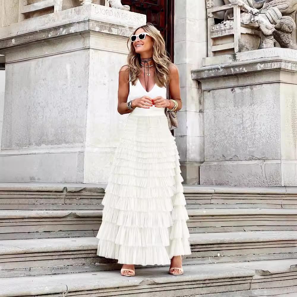 2026 Summer Fashion Mesh Layered Skirt for Women - Europe & America Collection