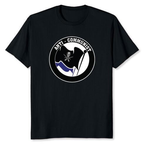 NEW LIMITED Anti Communist Blue And Black Flag Skull T-Shirt S разноцветный