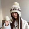 Wool Ball Knitted Hat for Women In Winter Korean Style Thickened and Velvet Cold Proof Woolen Hat Showing Face Little Lei Feng Hat