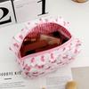 Girls Cosmetic Bag with Ruffles Quilted Cute Pink Bowknot Heart Makeup Bag Soft Cosmetic Pouch Makeup Organizer for Toiletries Brushes