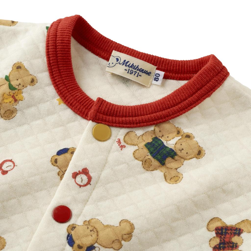 Long Room Made In All Over Open Ivory [MIKI HOUSE] Pajamas, Sleeves, Wear, Japan, Pattern, Bear, Front, Boys, Girls, Babies, Kids, Children's