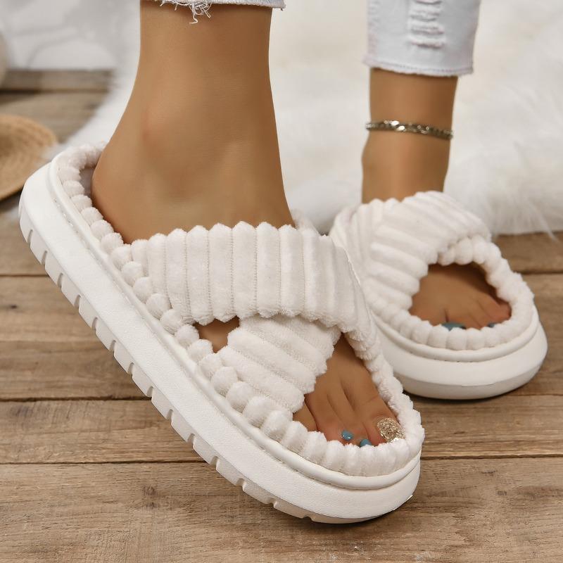 

Winter new women s thick-soled cotton slippers simple casual and comfortable home support solid color 36-37 белый