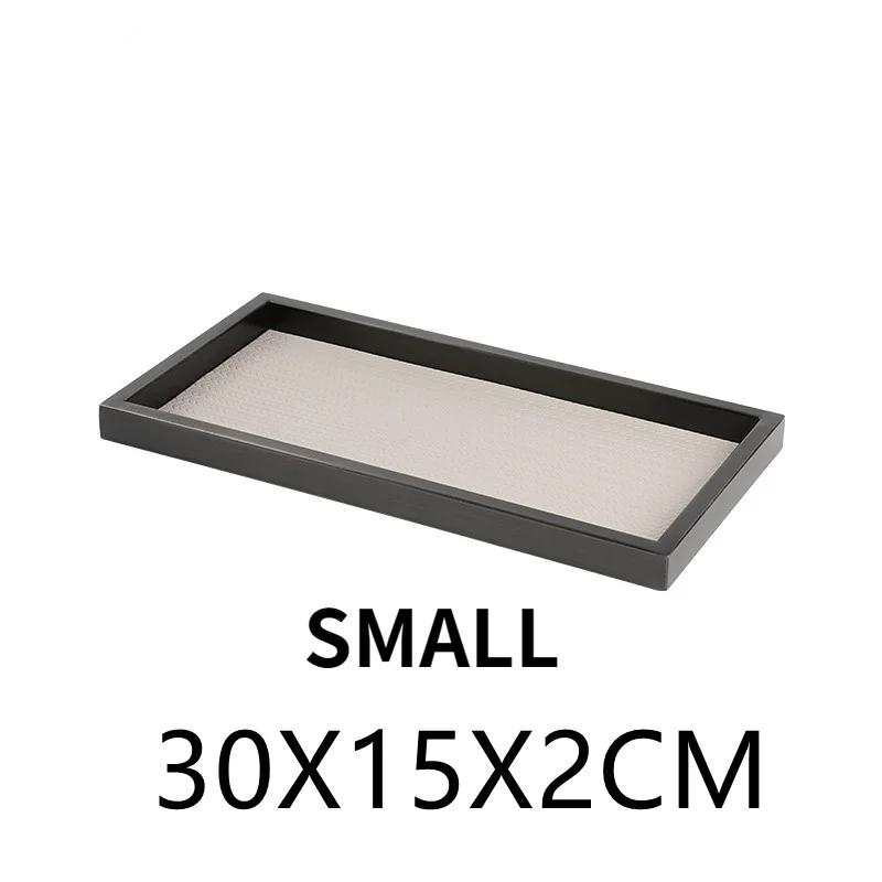 Rectangular Solid Wood Pallet Black Beige Leather Tray Home Soft Decoration Aroma Storage Tray Living Room Entryway Organizer