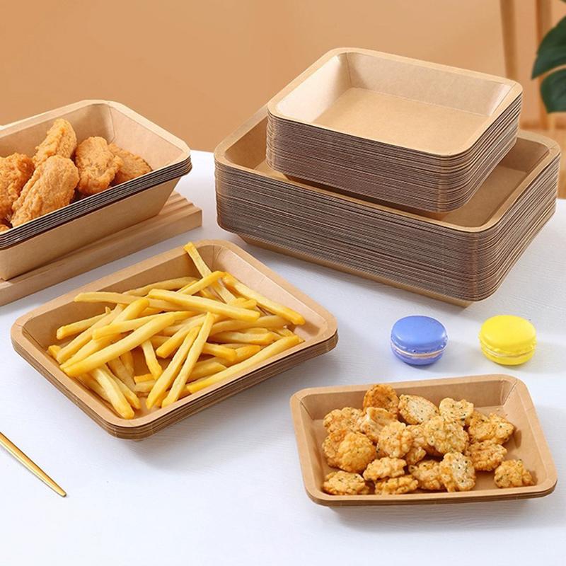 10Pcs Square Paper Plate Party Plates Tableware Dessert Cake Plates Bowls Dining Tableware For Wedding Birthday Party